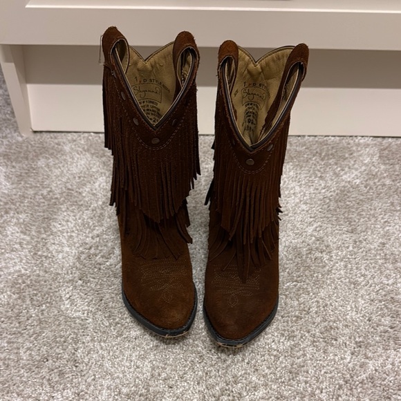 Brown Fringe Cowboy Boots - Picture 2 of 3